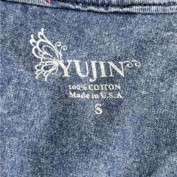 Cyber Y2K Grunge Blue V-Neck T-Shirt - Picture 5 of 5